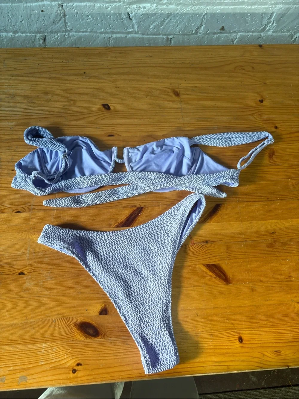 Monday Swimwear Cala Roja top and Tamararma bottom in Wisteria Crinkle size V